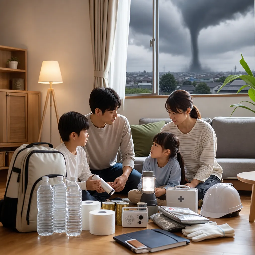 竜巻注意情報が出たら家族で取る屋内避難の備え
